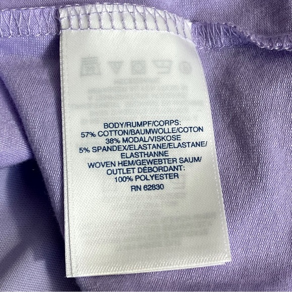 LANDS’ END NWT button up back oversize tee top cotton knit chiffon hem soft L - Picture 6 of 7